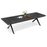 Pellebant 118 in. Outdoor Aluminum Patio Dining Table for 6-12 with Umbrella Hole Waterproof Wood-Like Tabletop